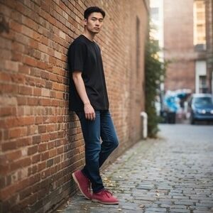 SELECTED Portugal Unisex Suede Leather Lace-Up Ankle Boots Red Size 40